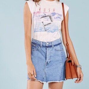 RARE Reformation Deadstock Jigsaw Denim Mini Skirt Raw Hem